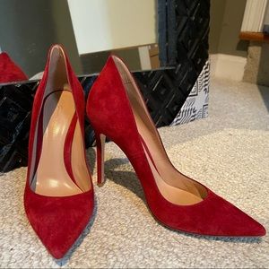 Gianvito Rossi red suede heels worn once